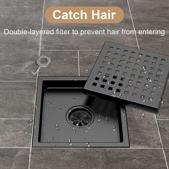 4INCH Stainless Steel Square Shower Drain with Flange-Shower Floor Drain - Picture 4 of 8